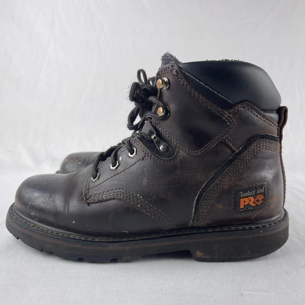Timberland PRO Direct Attach Men 8M Brown Soft Toe Work Boot Leather 33046 A7001